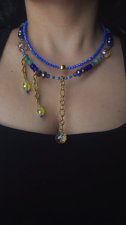 Blue Hour Crystal Layered Necklace
