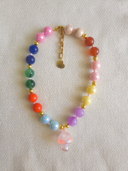 Rainbow Mushroom Necklace
