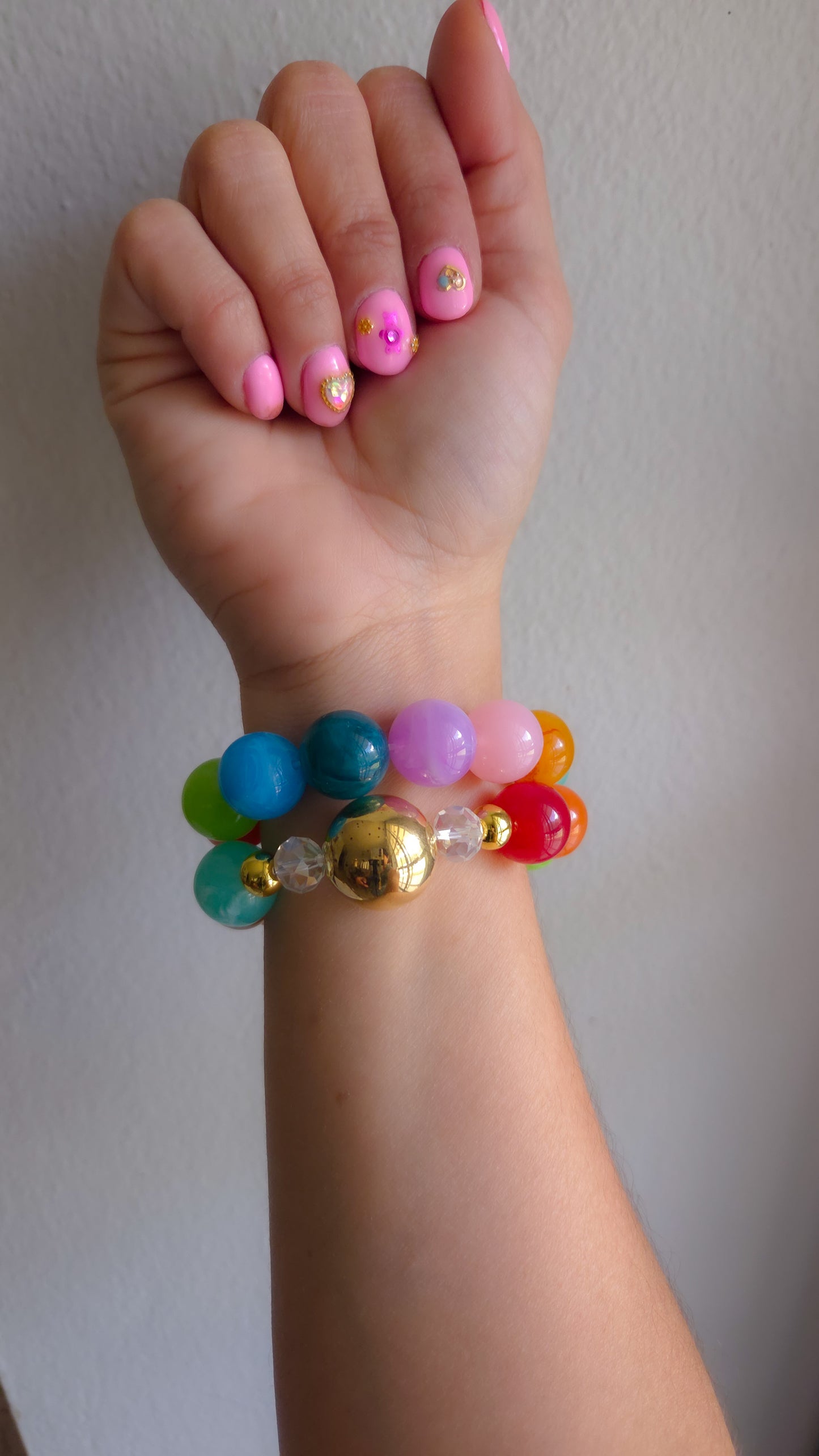 🧸 Rainbow Gumball Teddy Bracelet – Kawaii Chunky Beaded Statement Jewelry | Y2K Dopamine Dressing
