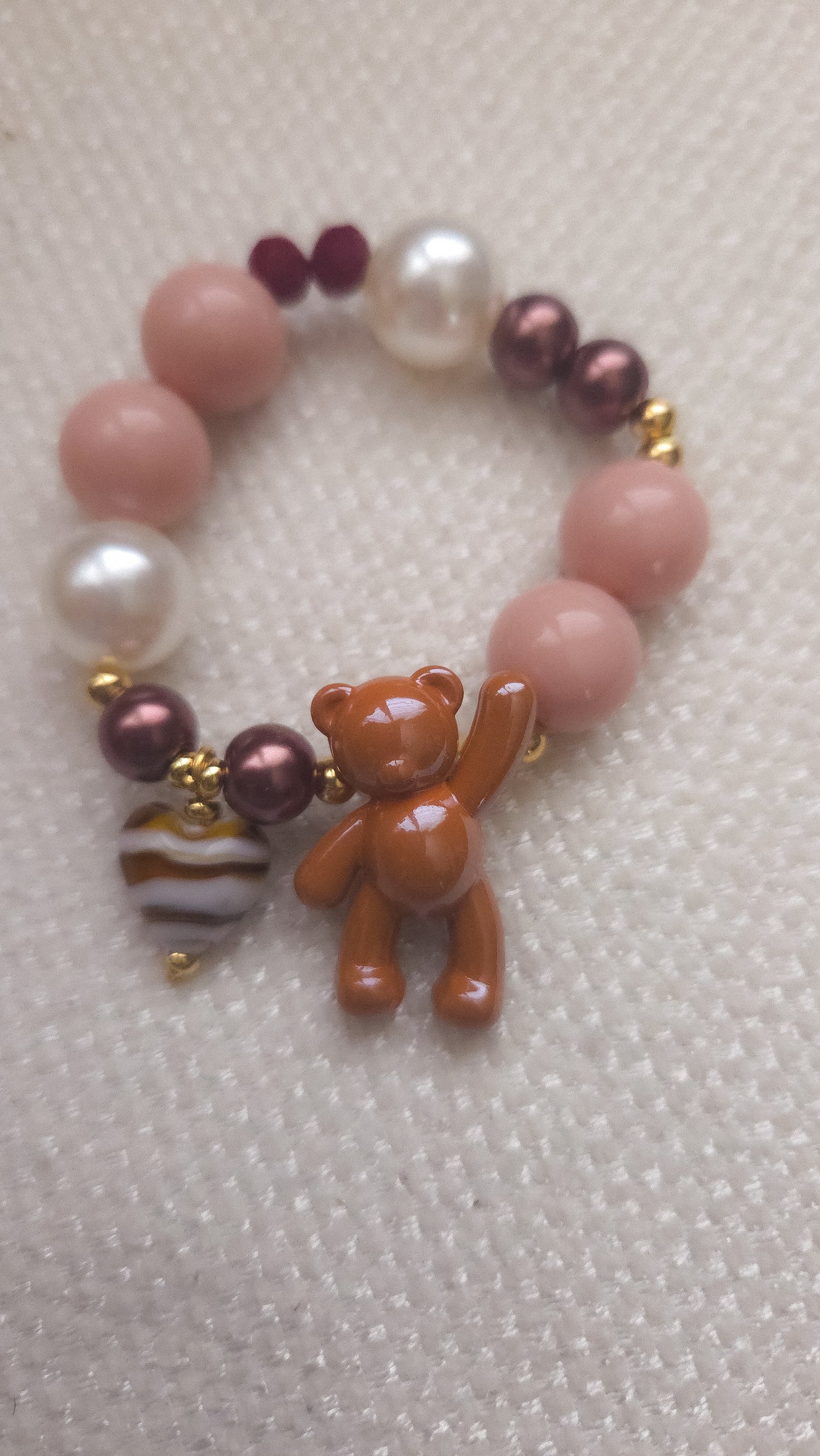 Caramel Teddy Heart Bracelet