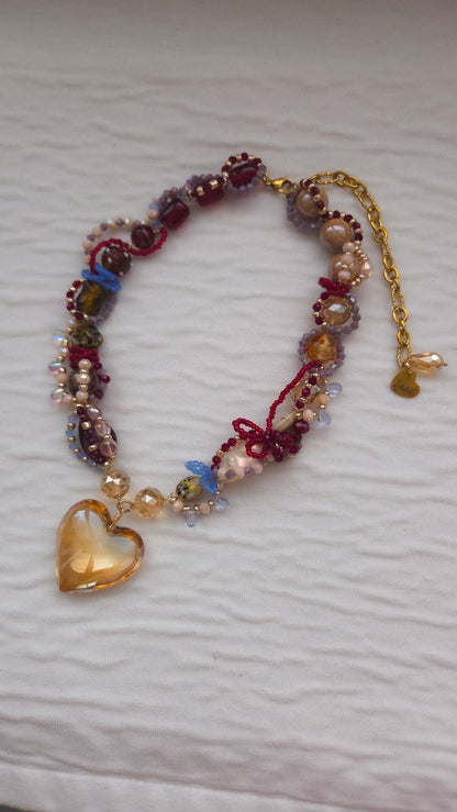Golden Ember Heart Necklace