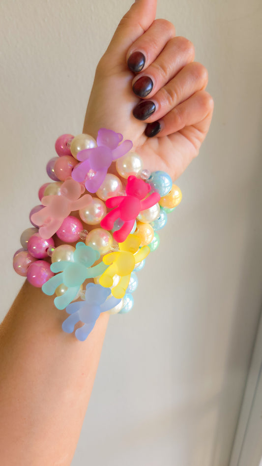 🍬 SOUR Teddies Bracelet Set – Y2K Kawaii Dopamine Dressing Jewelry | Handmade Elastic Bracelets