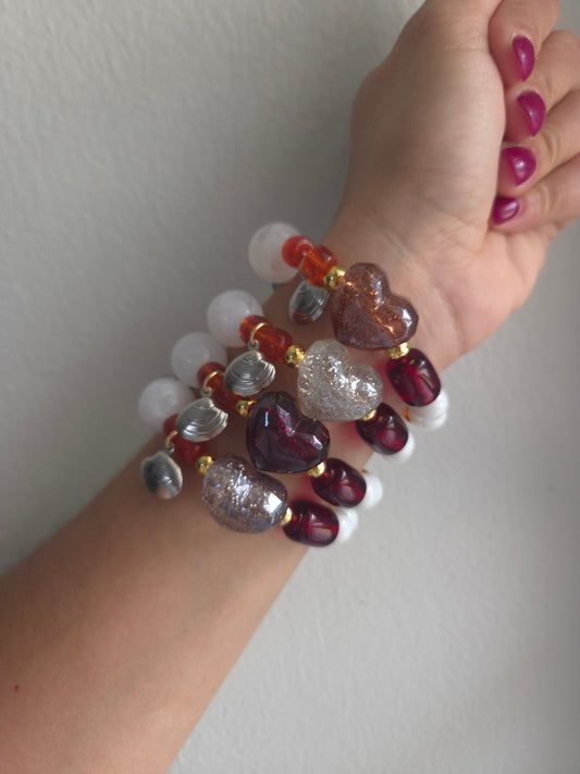 Mocha Heart Shell Bracelet ☕️🩶🐚