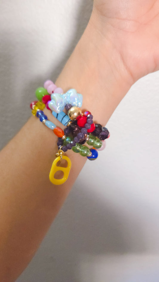 Happy Chaos Stack Bracelet 🌈💛🎀