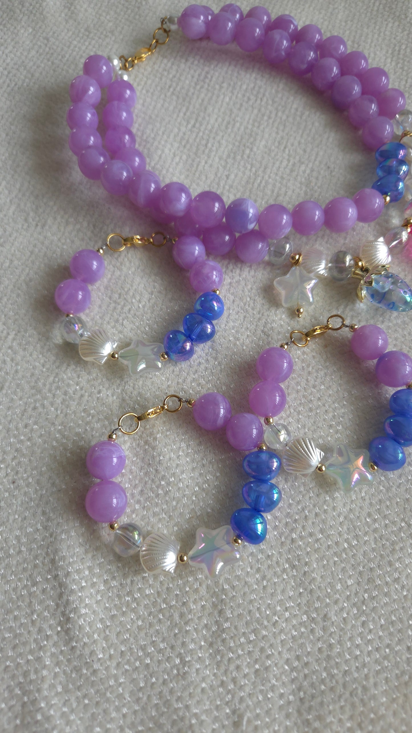 🌸 Dreamy Lilac Teddy Bracelet – Kawaii Y2K Handmade Dopamine Dressing Jewelry
