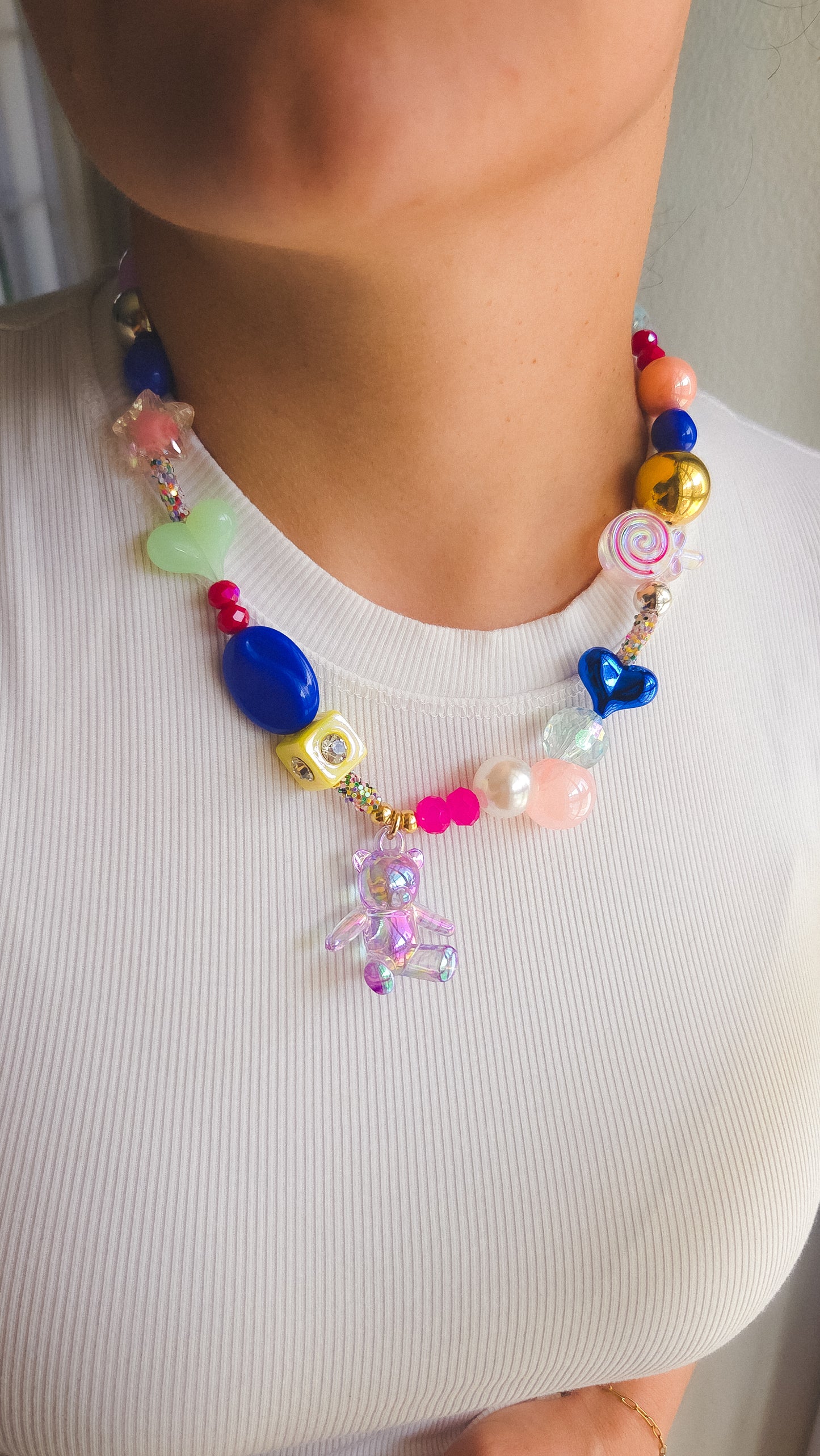 Lavender Teddy Candy Necklace
