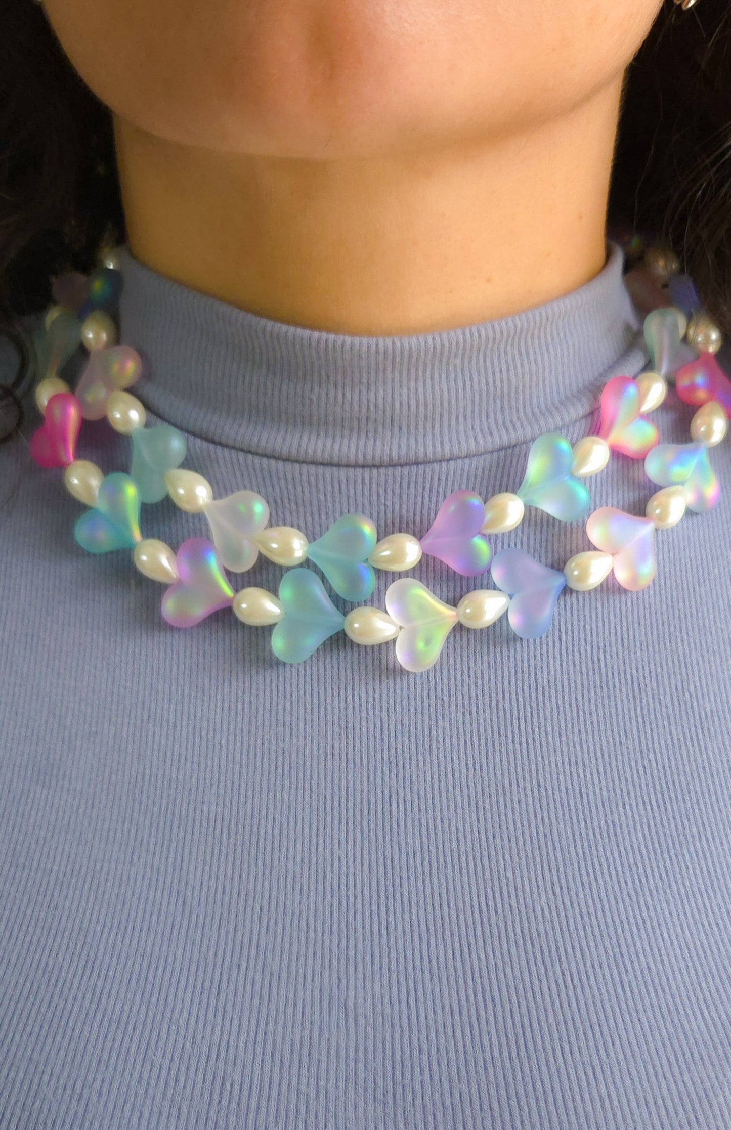 💕Dreamlight Heart Bracelet Set | Iridescent Y2K Statement Jewelry