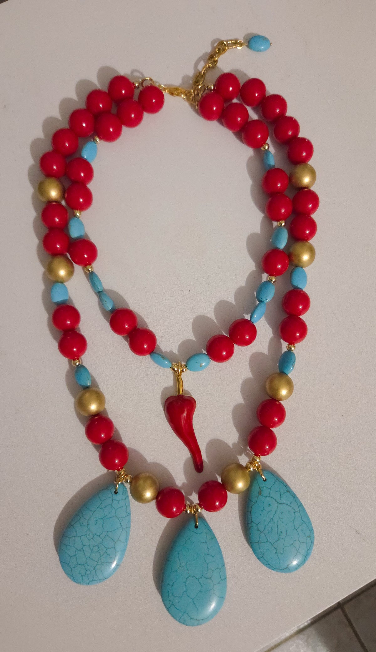 Picante Turquoise Statement Necklace