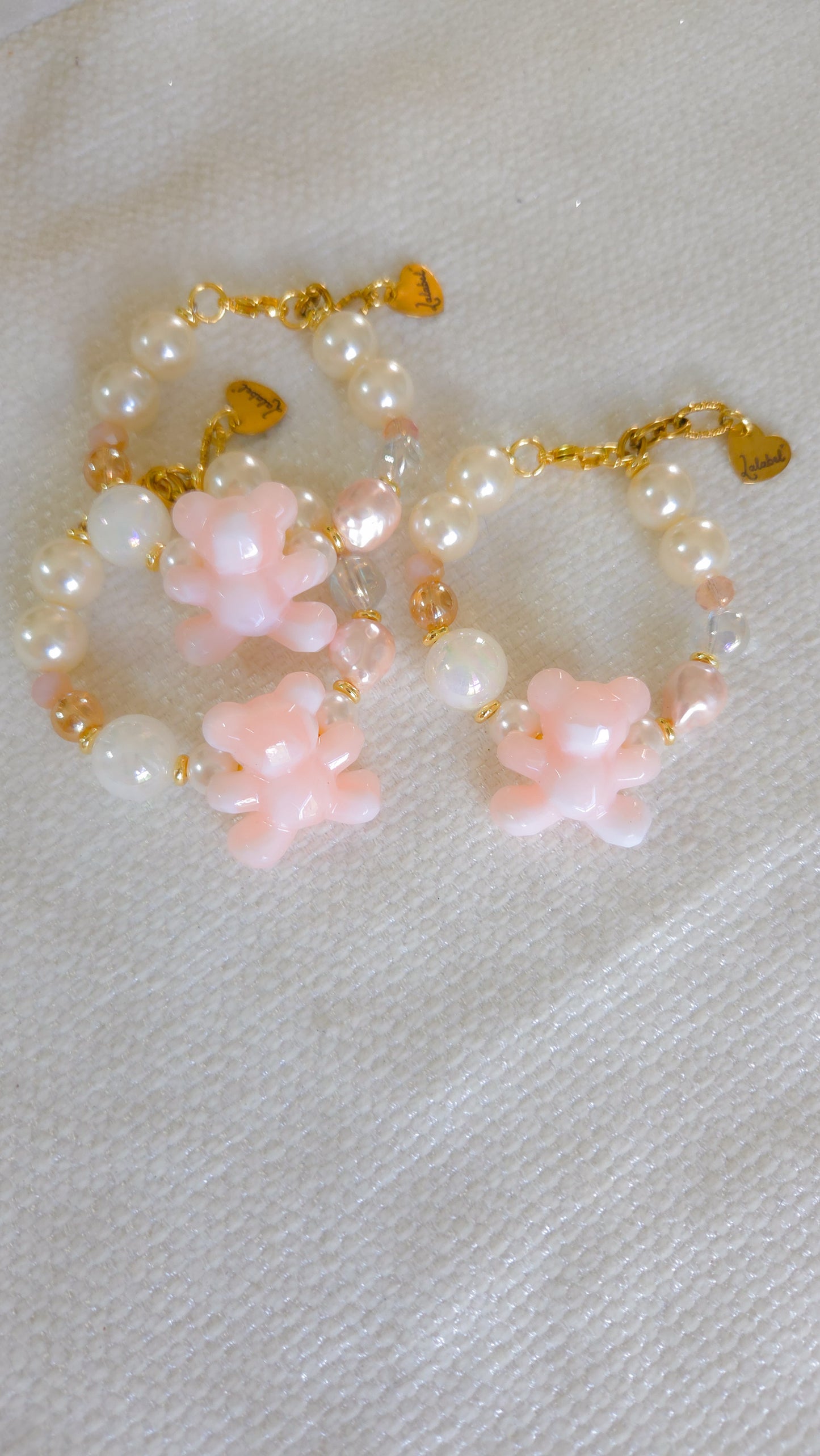 Blush Teddy Pearl Bracelet 🧸