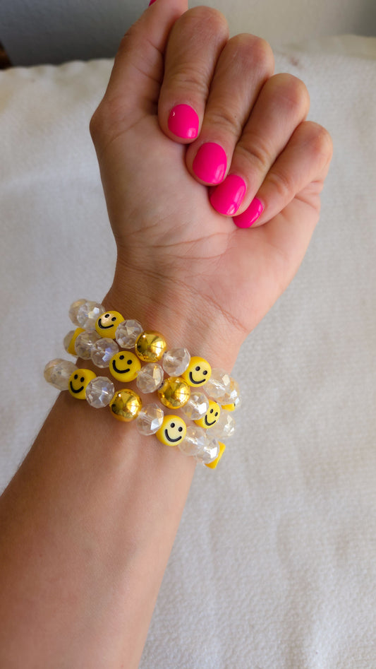 Golden Smiley Spark Bracelet 💛😊 | Handmade Y2K Kawaii Dopamine Dressing Jewelry