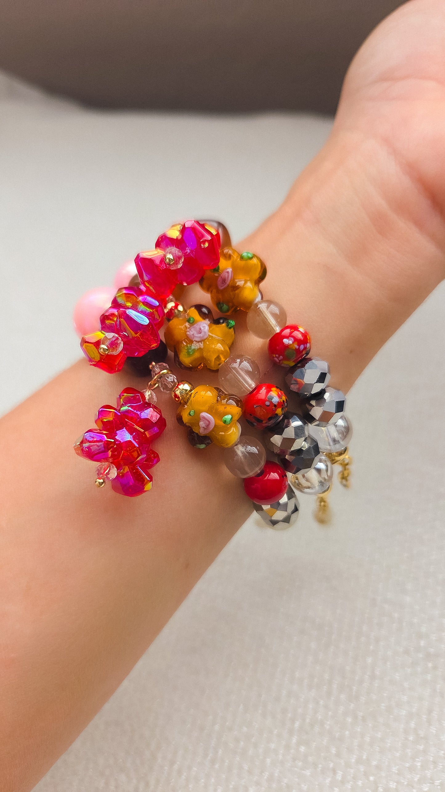 Ruby Bloom Teddy Bracelet