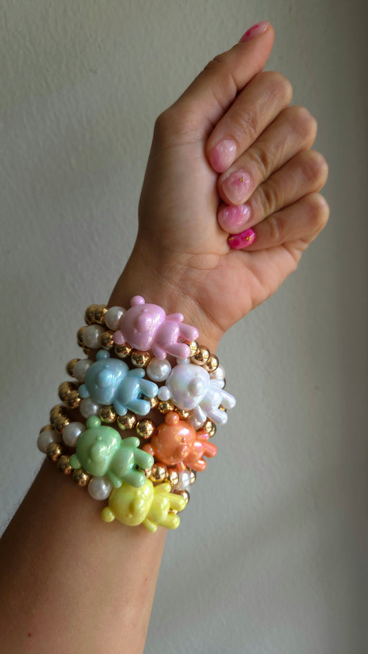 Pastel Teddy Bounce Bracelet 🧸✨ | Handmade Y2K Dopamine Jewelry | Unique Statement Piece