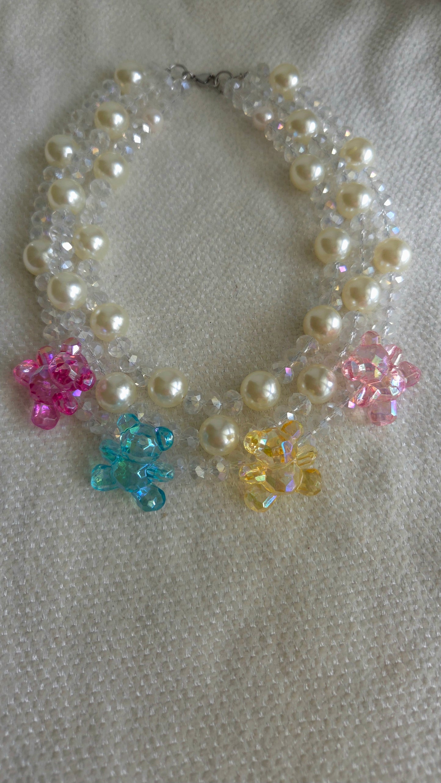 ✨ Crystal Parade Teddy Necklace