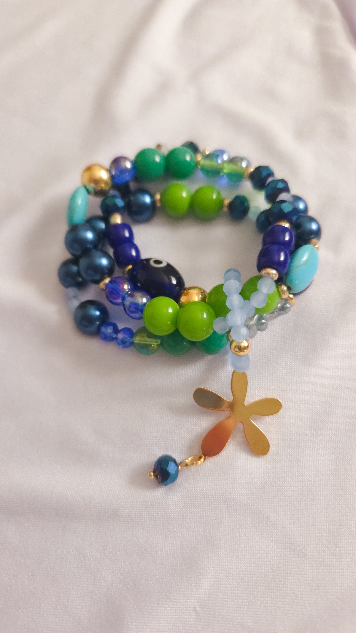Electric Daisy Stack Bracelet 💙💚🌼