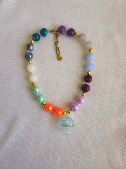 Rainbow Mushroom Necklace