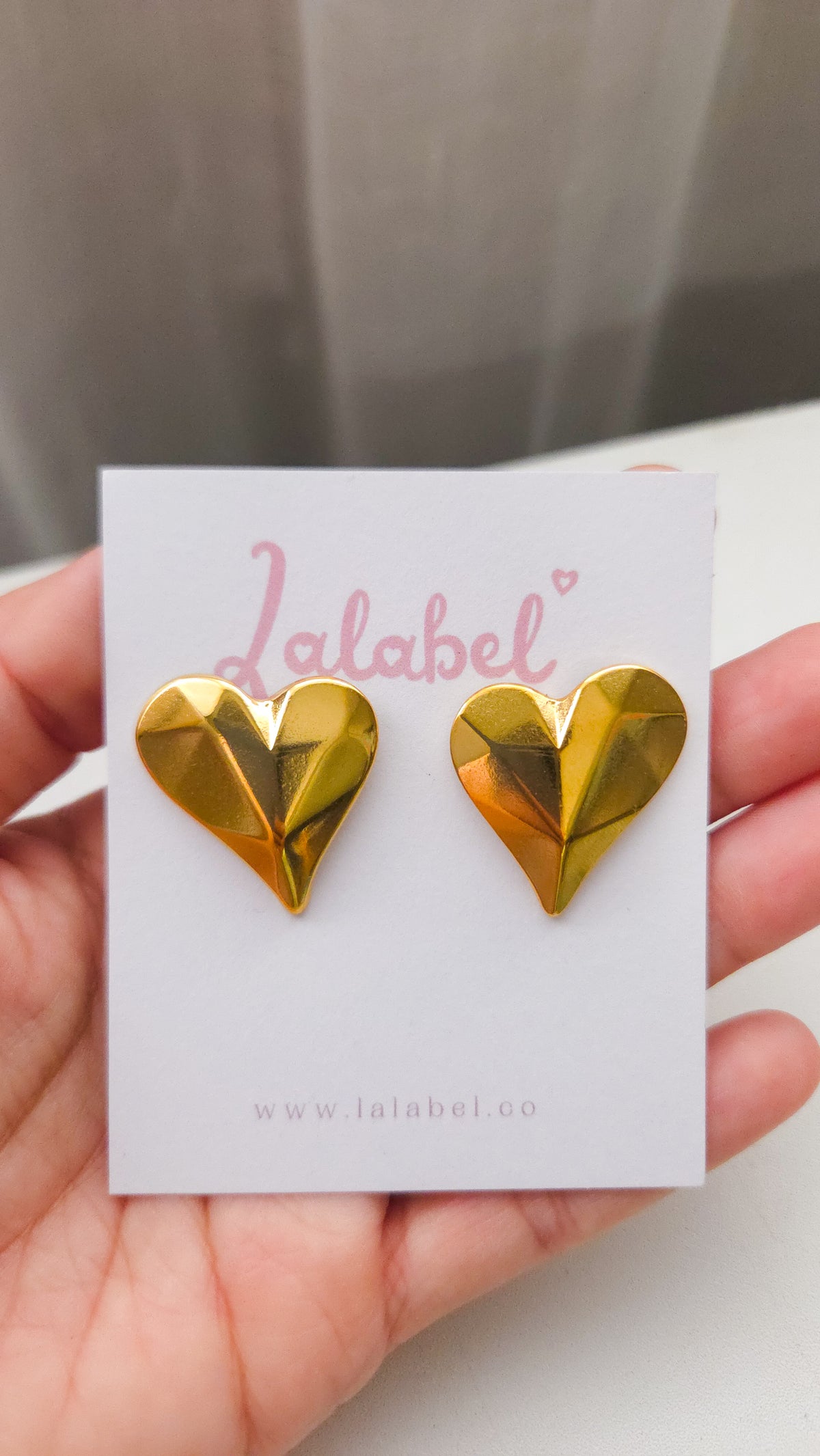 Golden Heart Stud Earrings