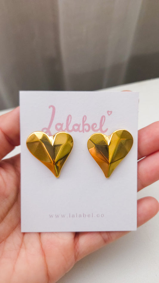 Golden Heart Stud Earrings