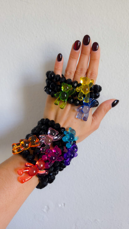 Black Crystal Teddy Elastic Bracelet
