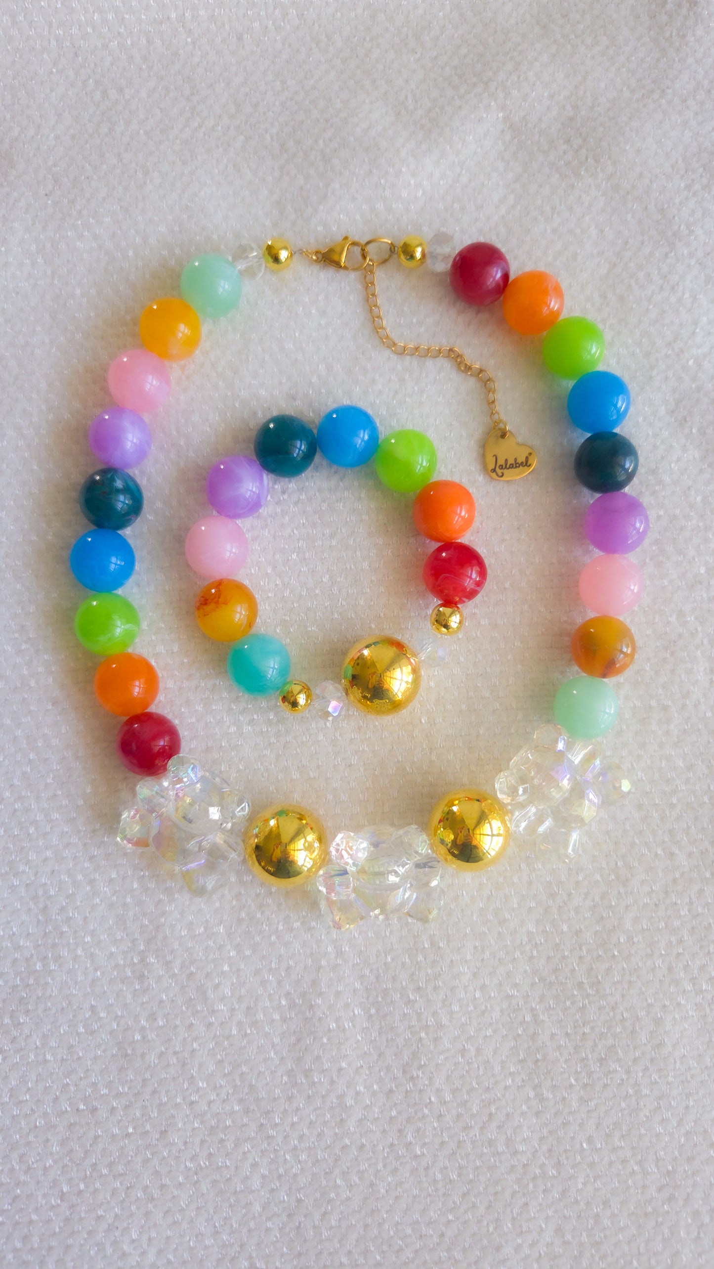 🧸 Rainbow Gumball Teddy Bracelet – Kawaii Chunky Beaded Statement Jewelry | Y2K Dopamine Dressing