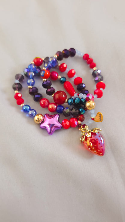 Berry Starburst Stack Bracelet 🍓💜⭐