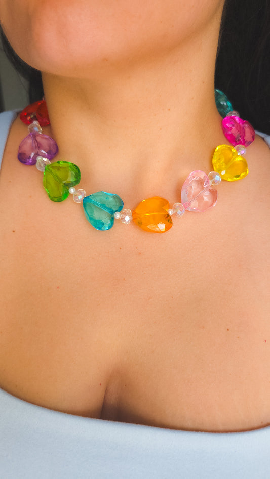 Rainbow Crush Heart Necklace