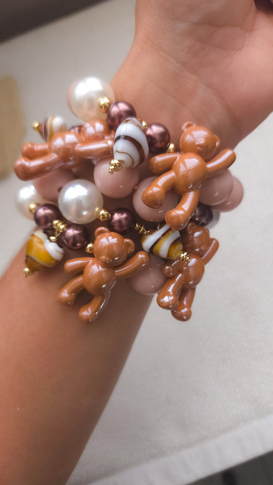 Caramel Teddy Heart Bracelet