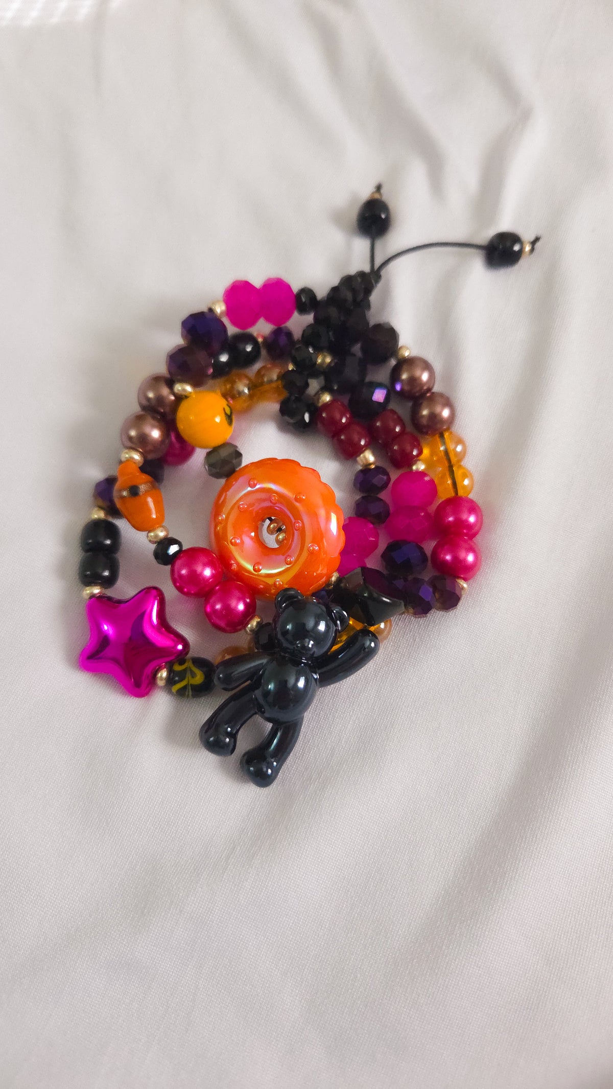 Midnight Donut Teddy Stack Bracelet 🧸🍩💖