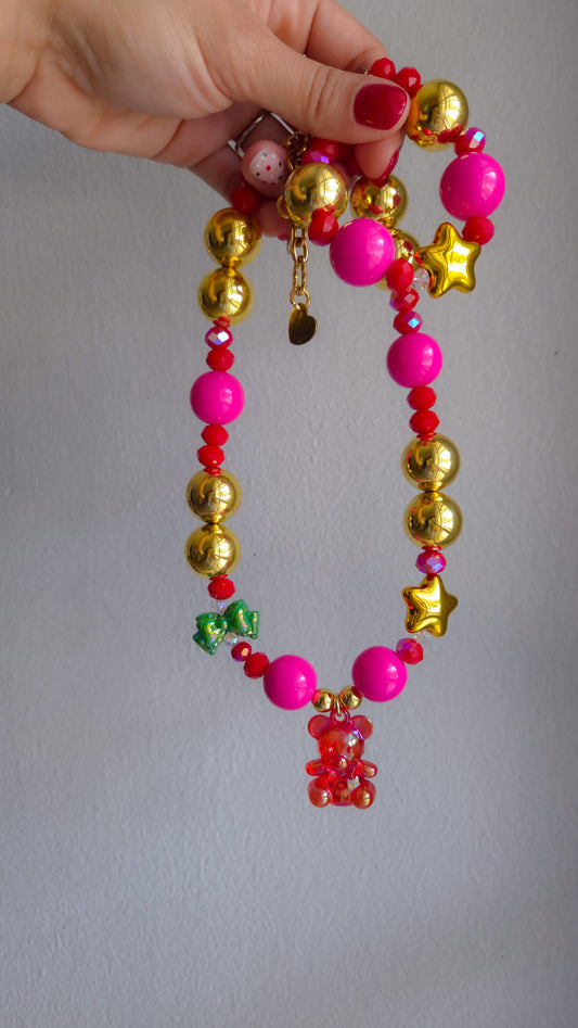 🎄 Merry & Bright Teddy Bracelet