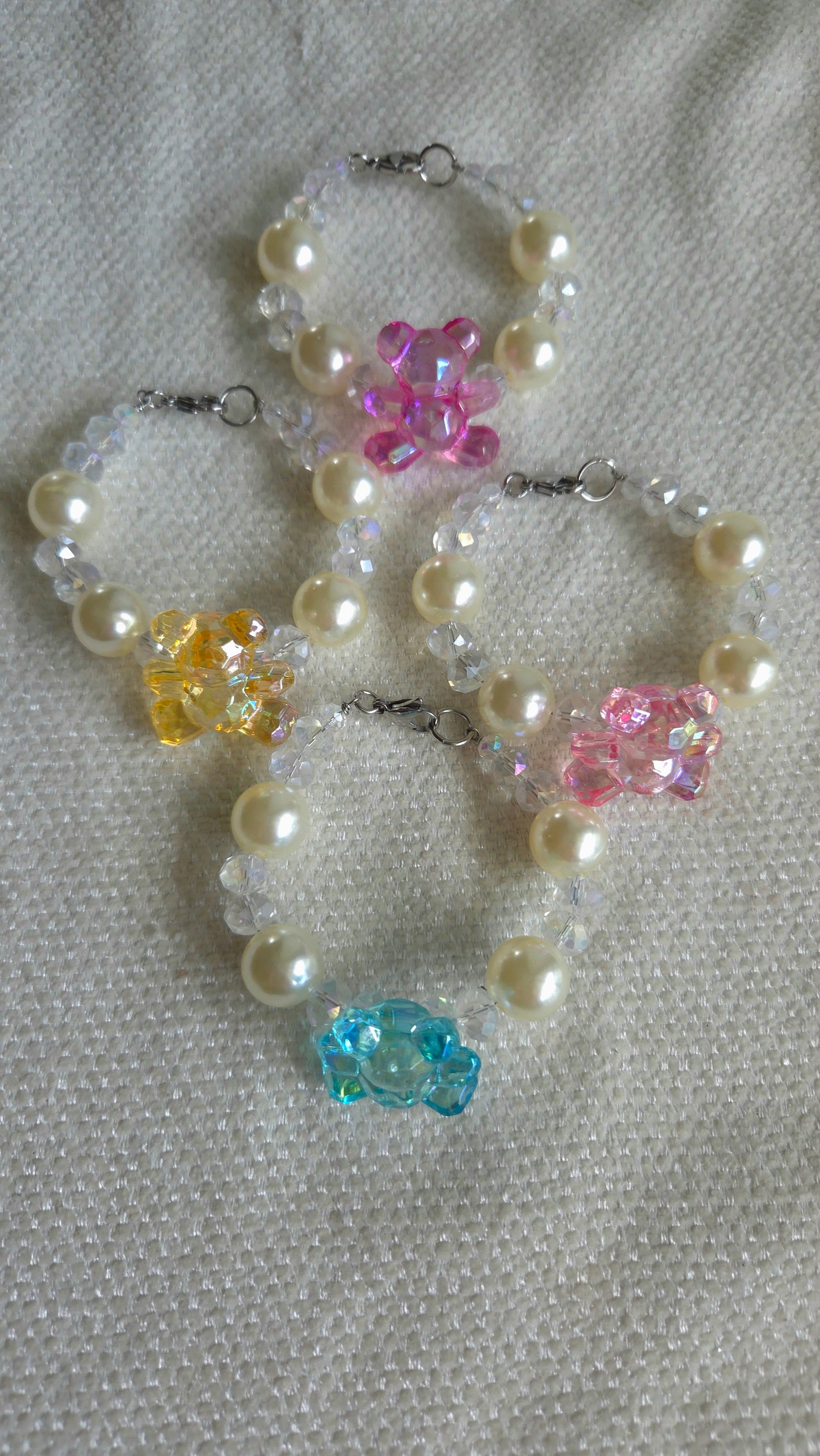 🧸✨ Crystal Parade Bracelet – Handmade Kawaii Y2K Dopamine Jewelry | Chunky Statement Bracelet