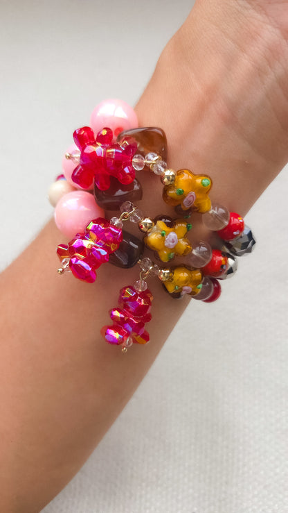 Ruby Bloom Teddy Bracelet