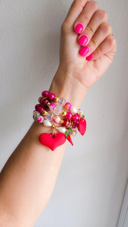 🌶️❤️Spicy Love Bracelet Set | Handmade Y2K Dopamine Dressing Jewelry