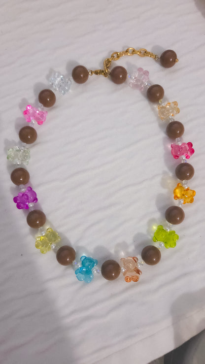 Mocha Gummy Teddy Necklace