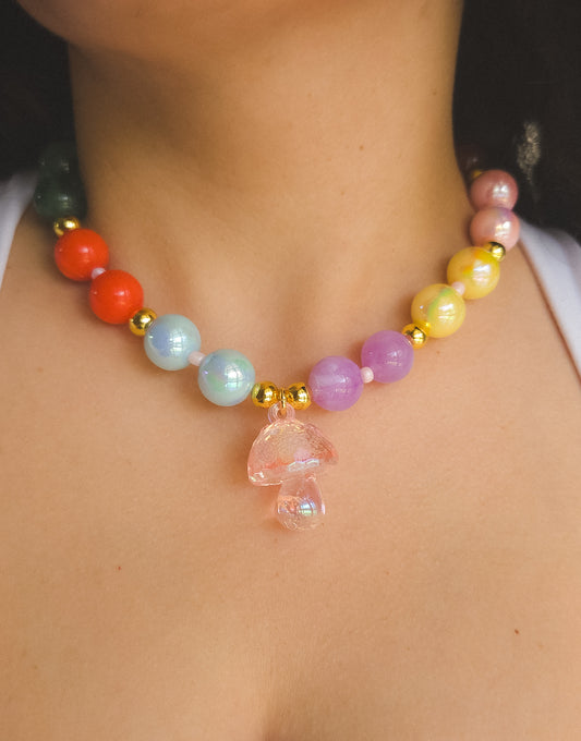 Rainbow Mushroom Necklace