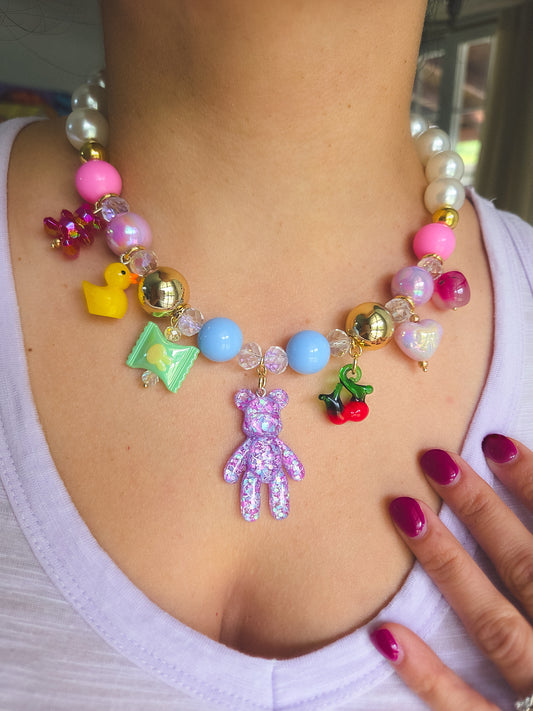 Candy Pearl Teddy Necklace