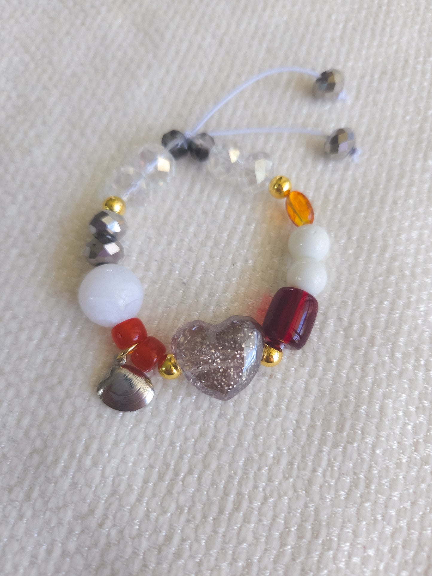 Mocha Heart Shell Bracelet ☕️🩶🐚