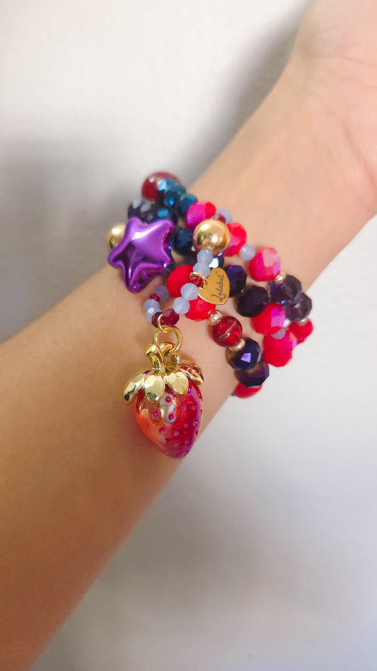 Berry Starburst Stack Bracelet 🍓💜⭐
