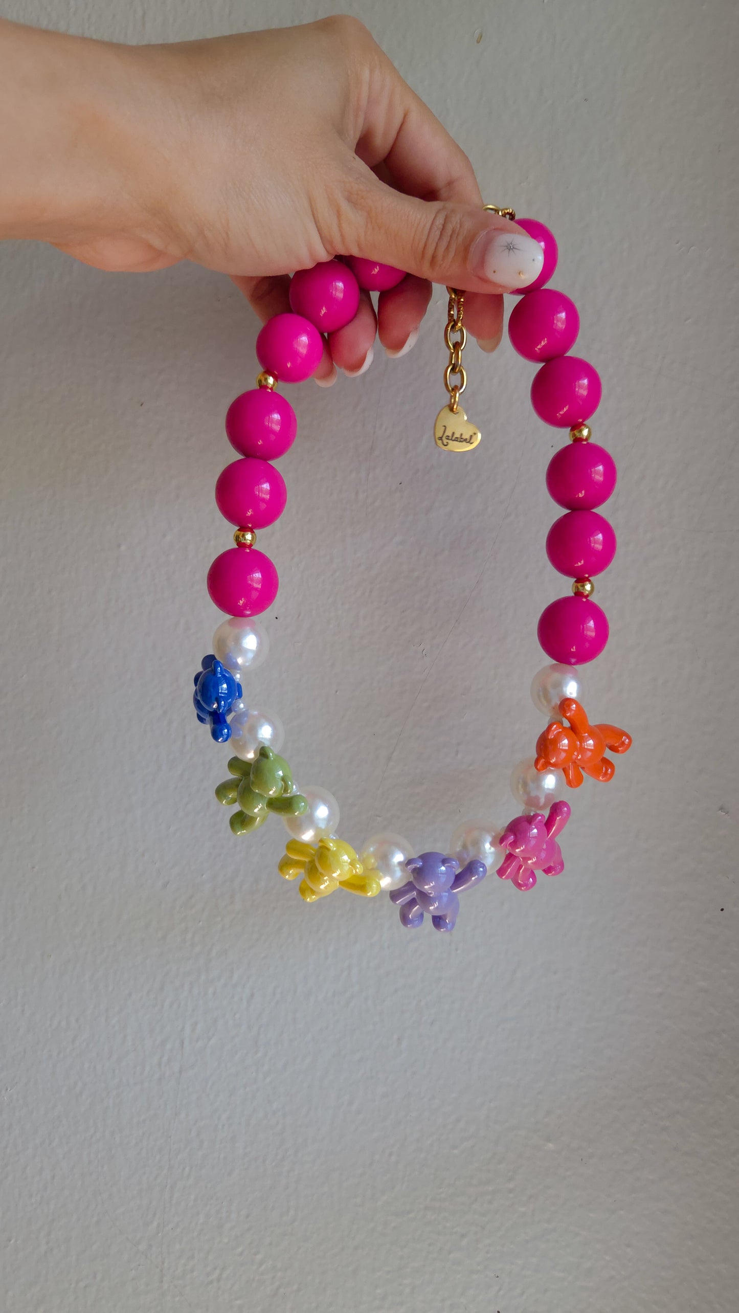 Hot Pink Iconic Teddies Necklace