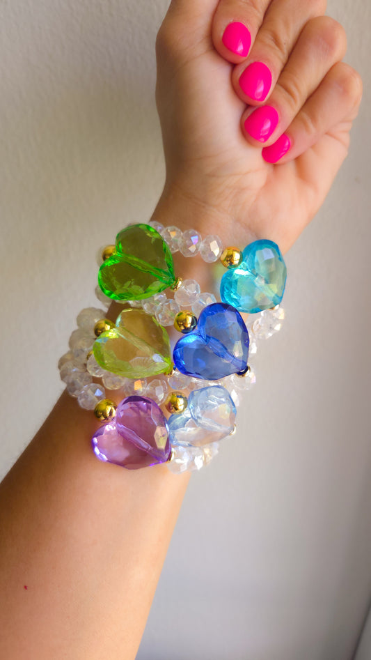 Rainbow Crush Heart Bracelet 🌈💖 | Handmade Y2K Kawaii Dopamine Dressing Jewelry