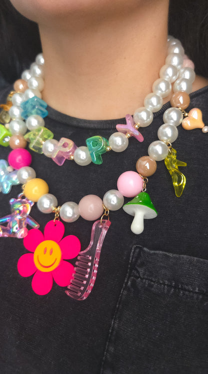 Happy Charm Pearl Necklace
