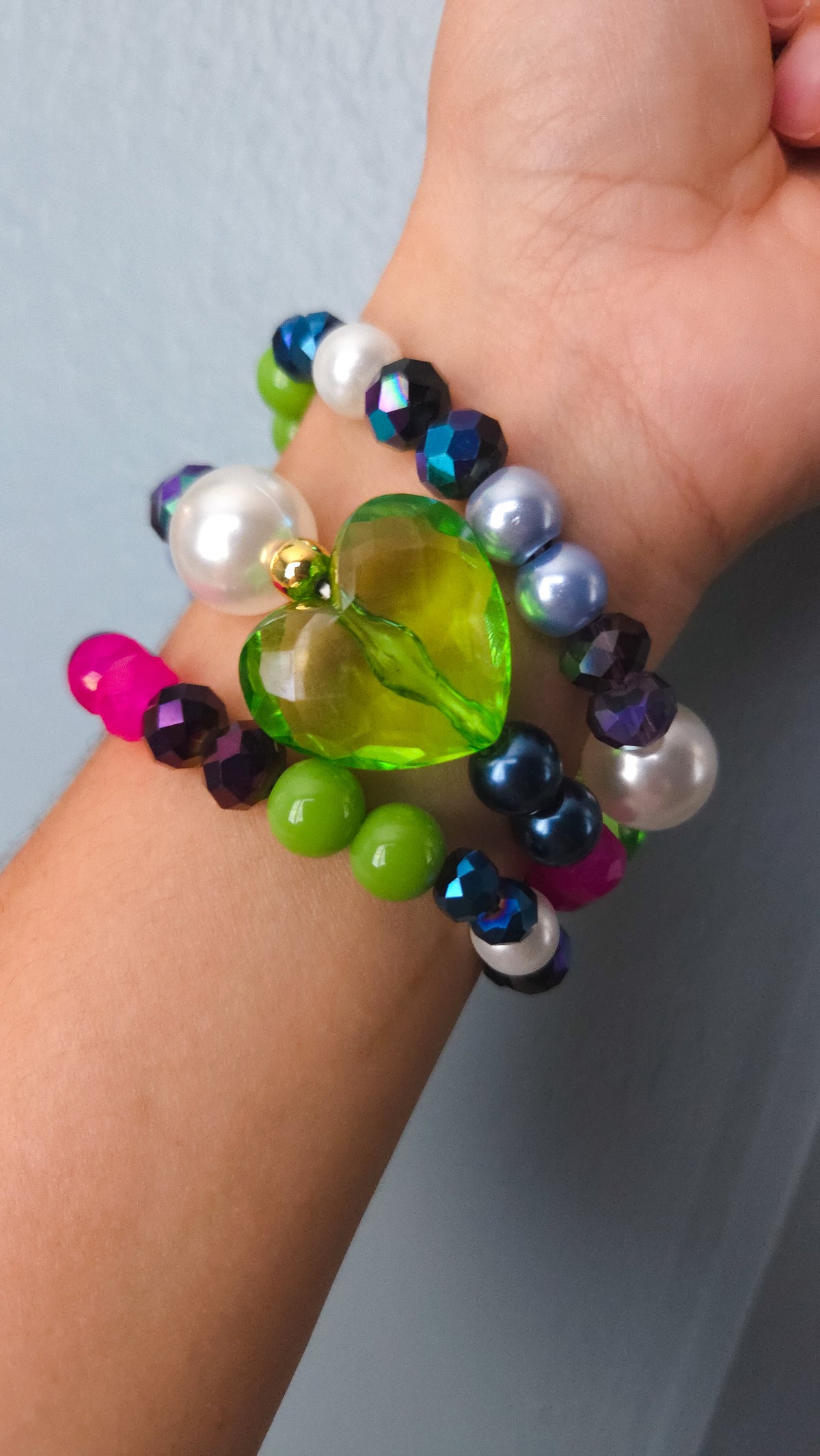 💚 Emerald Pop Heart Bracelet
