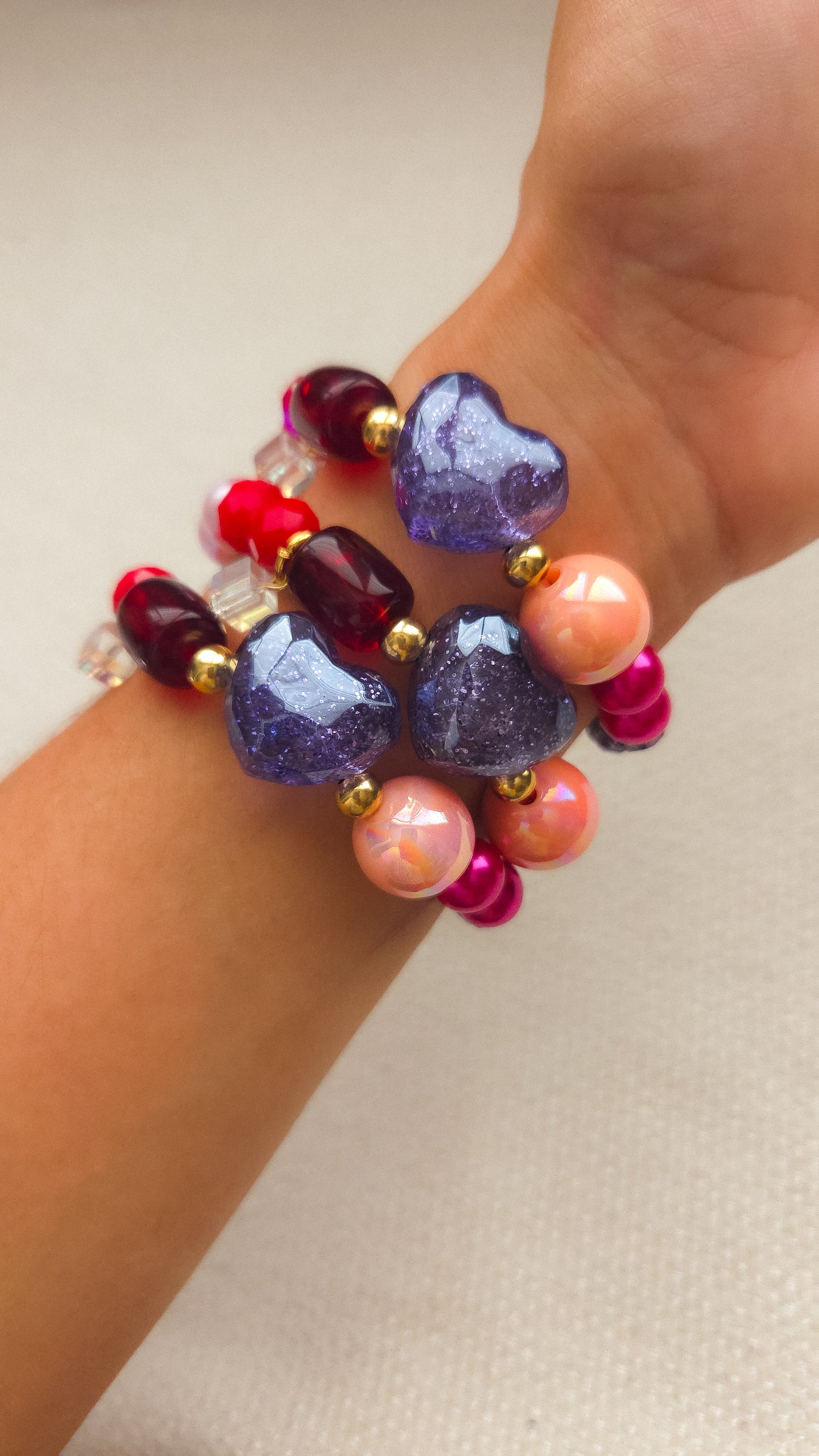 Glitter Heart Pop Bracelet