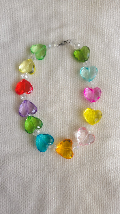 Rainbow Crush Heart Necklace