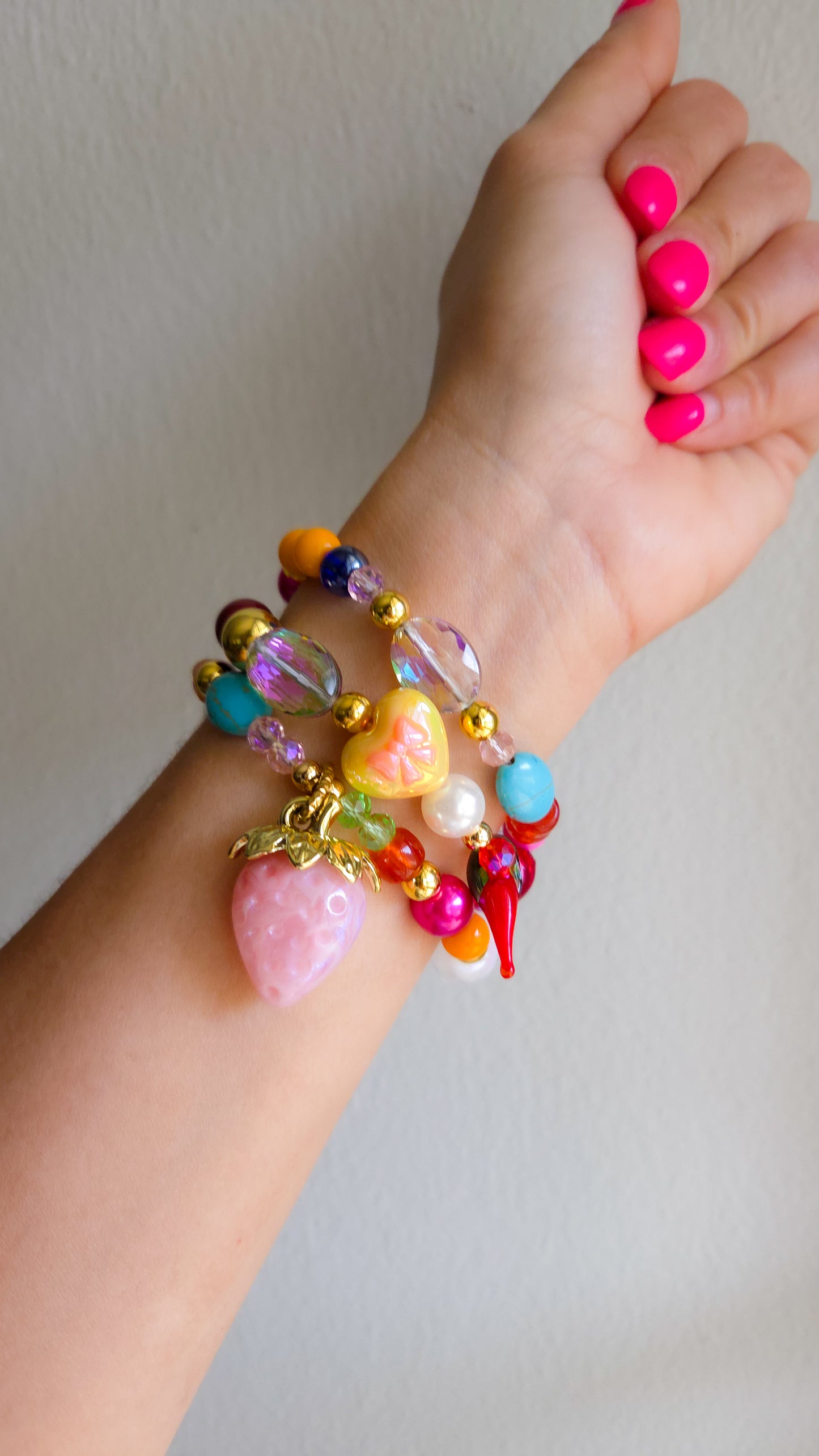 🍓🌶️❤️Berry Cute Bracelet Set ✨️| Handmade Y2K Dopamine Dressing Jewelry