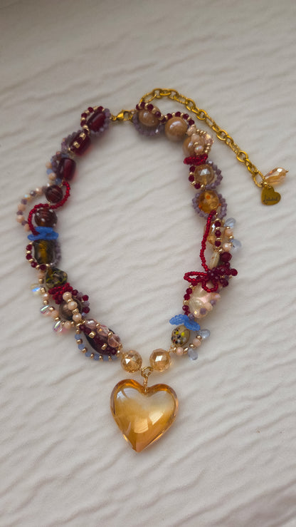 Golden Ember Heart Necklace