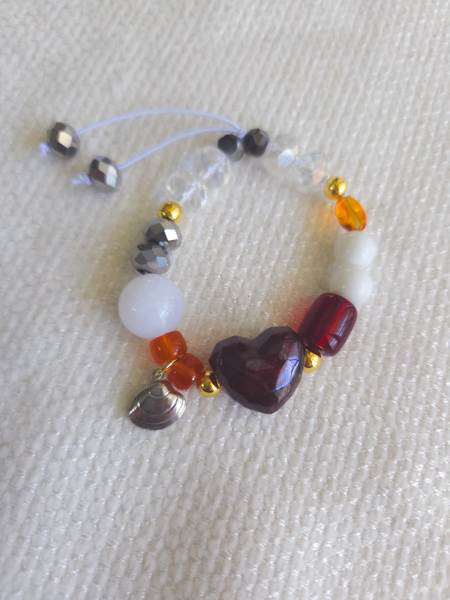Mocha Heart Shell Bracelet ☕️🩶🐚