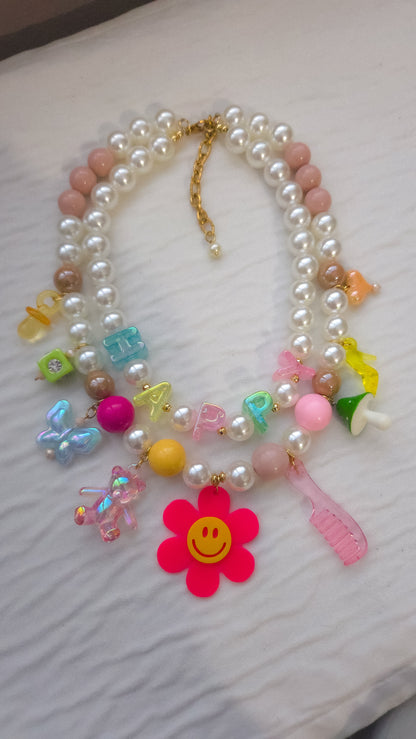 Happy Charm Pearl Necklace
