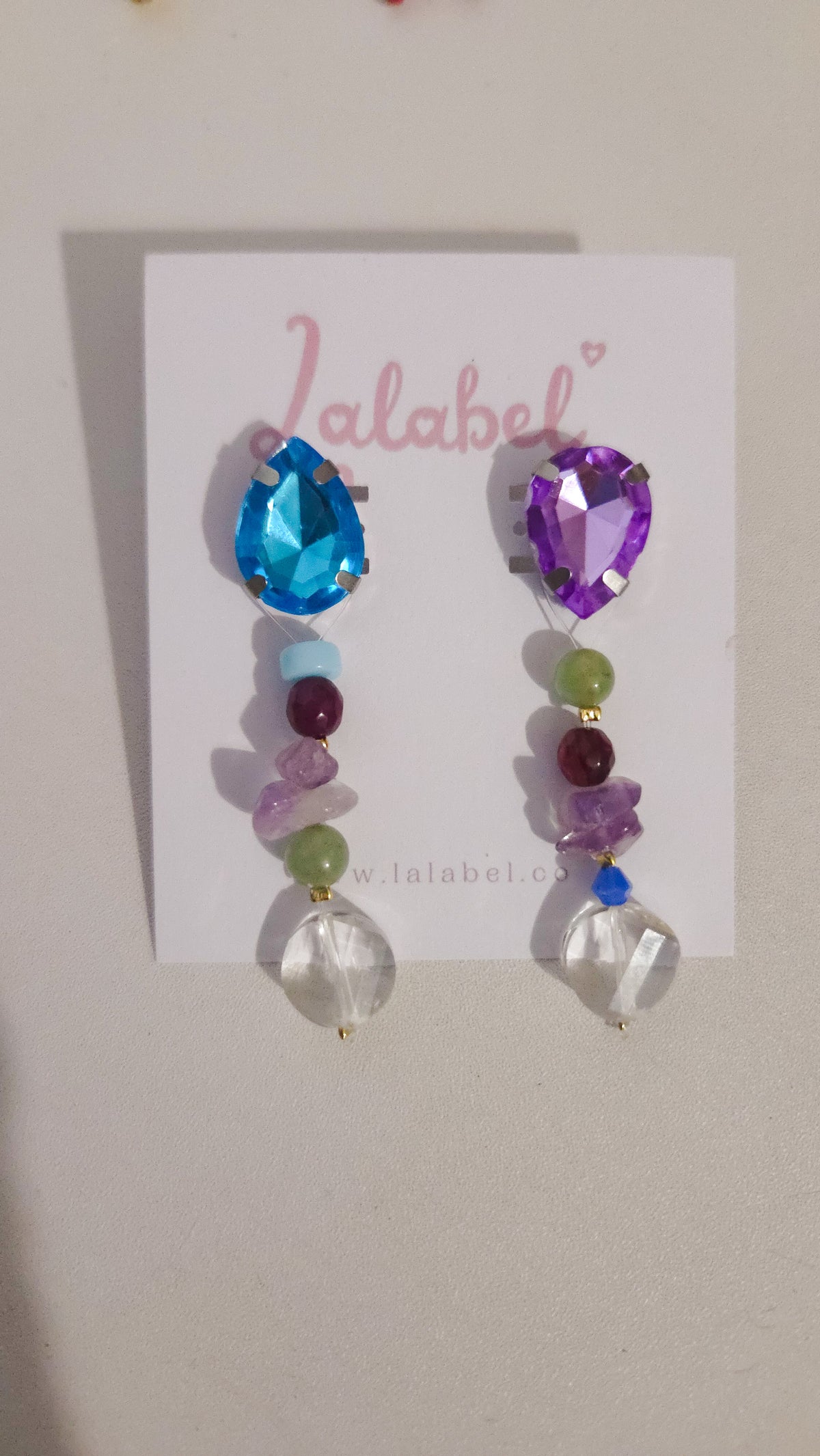 Aqua Amethyst Gem Drop Earrings