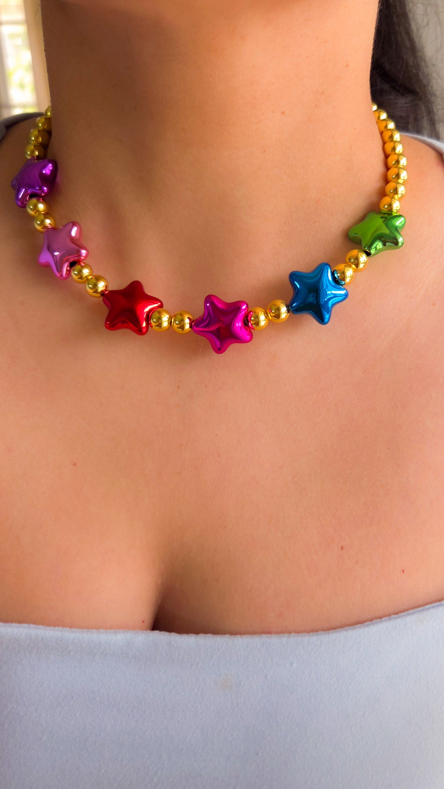 🌈✨ Cosmic Starburst Necklace – Bold, Retro & Radiant ✨🌈