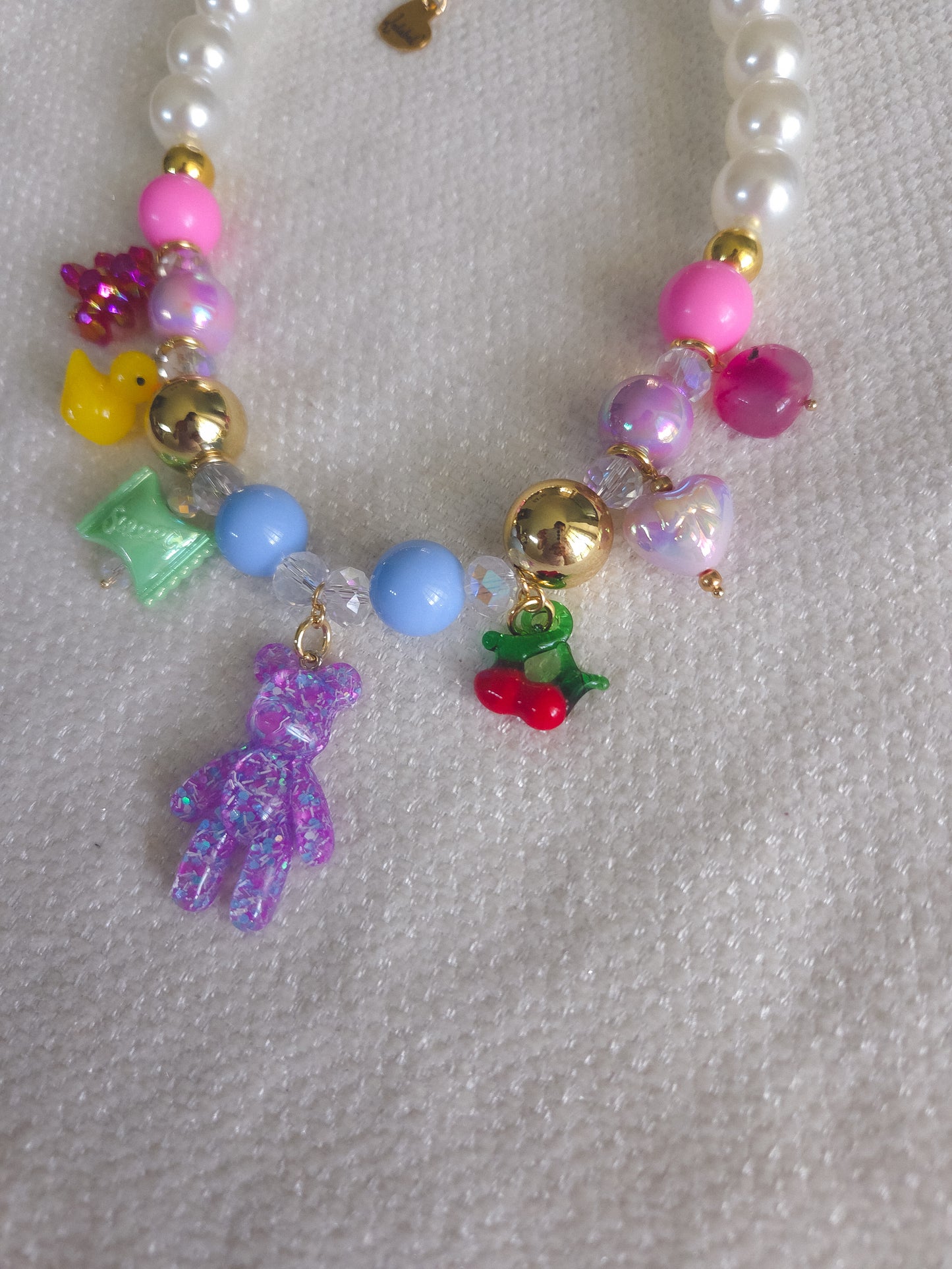 Candy Pearl Teddy Necklace