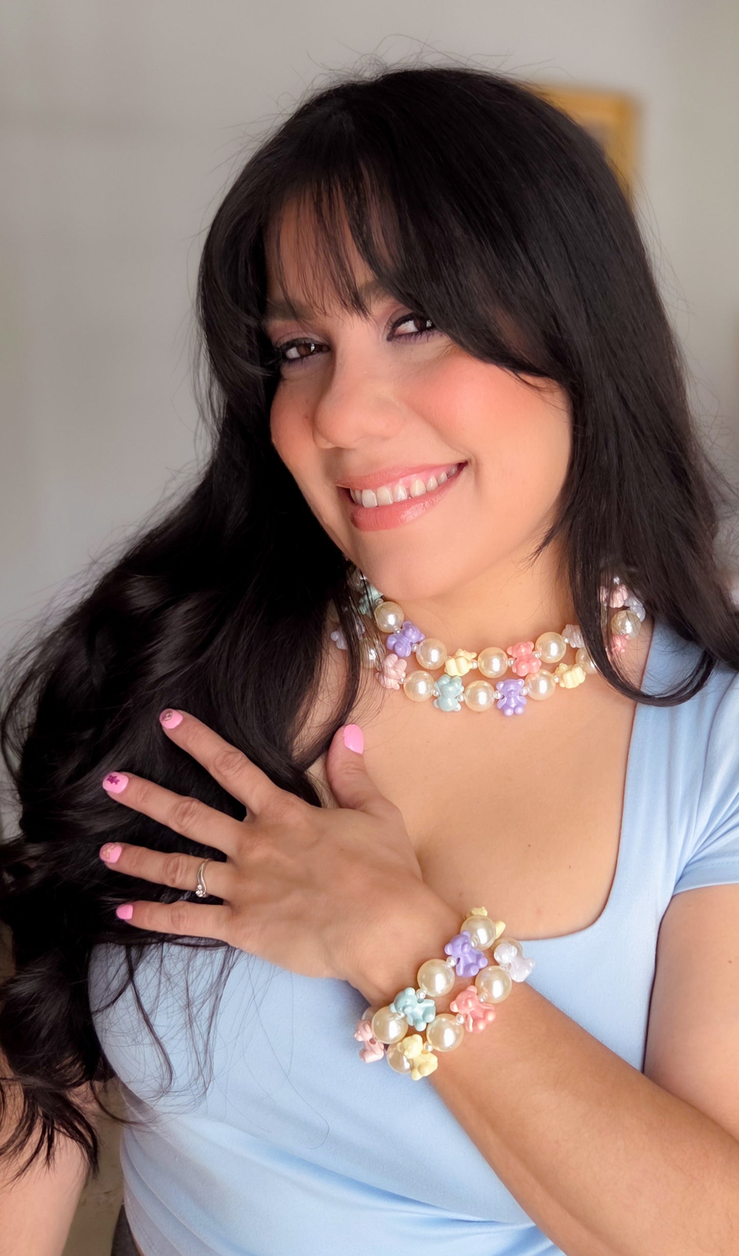 ✨️Rainbow Pastel Teddy Necklace | Dopamine Dressing | Kawaii Pastel Aesthetic